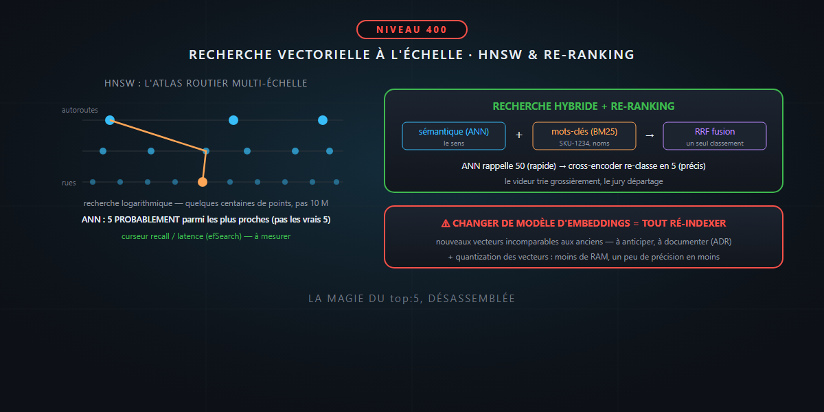 La recherche vectorielle à l'échelle : HNSW, hybride et re-ranking — c'est pas sorcier !